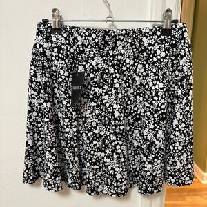 Floral Black and White Skirt